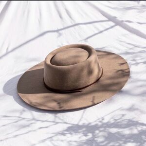 Made by Minga Zoila Wool Boater Hat - Taupe